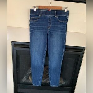 ▶️ Spanx Blue denim skinny jeans M shapewear slimming 29x25 mid rise pants